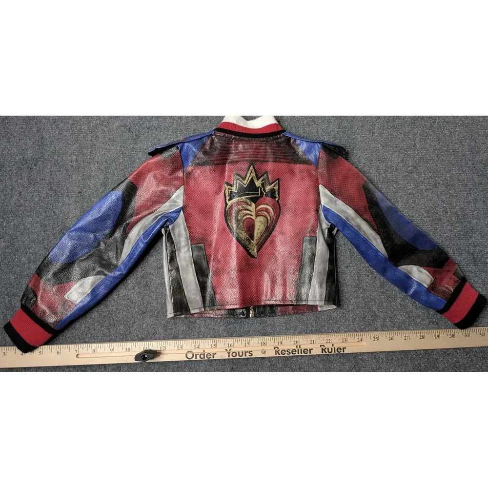 Evie Descendants 3 Girls Bomber Jacket Multicolor Zip Pocket Costume Size 4 Kids